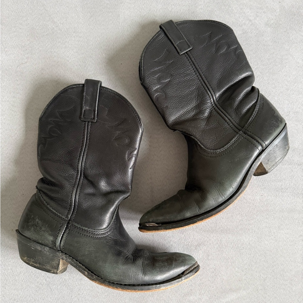Masterson RB887 pull-on mid-calf black cowboy boots block heel women’s 9